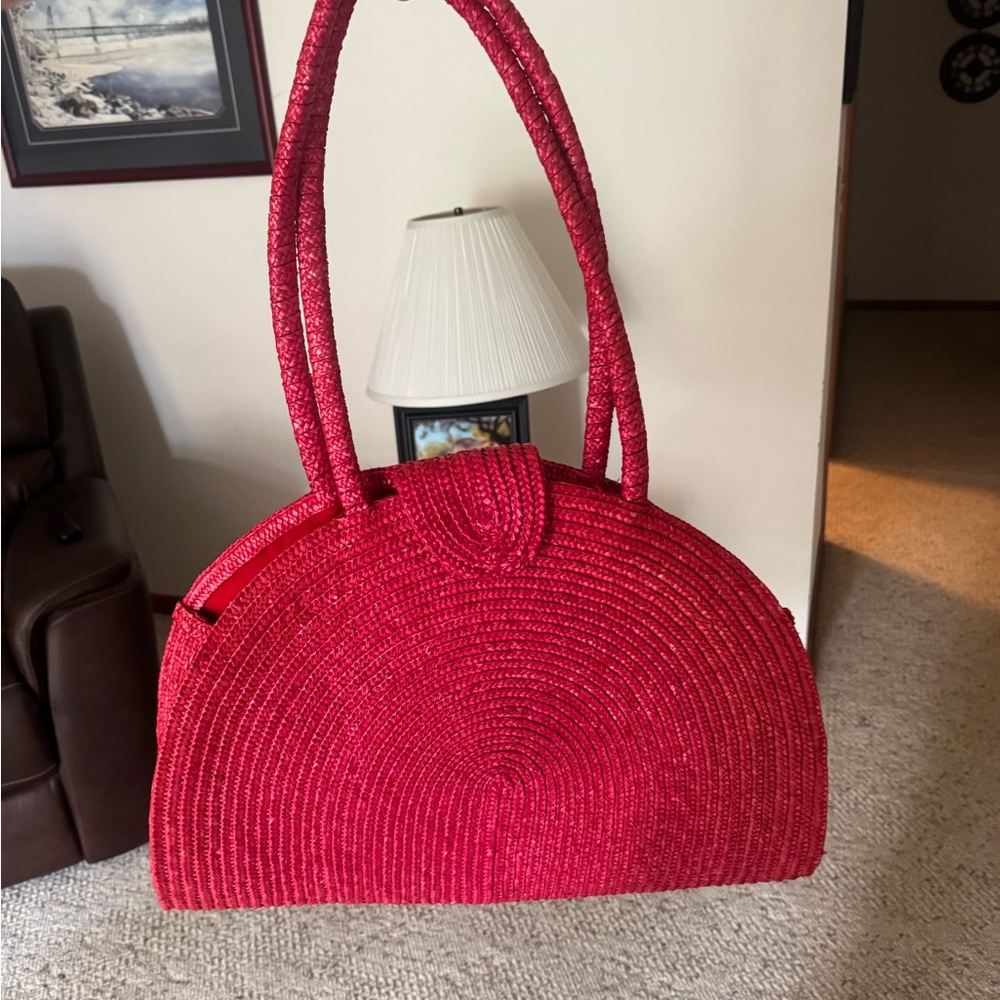 Vintage Extra Large Straw Statement Bag Giorgio B… - image 5